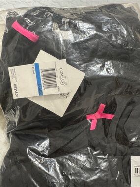 Ellen Tracy Black Sleep Top with Pink Bow Accent